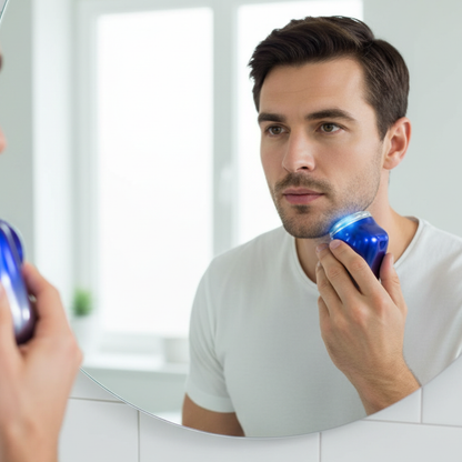 Mini afeitadora eléctrica portátil azul/plata