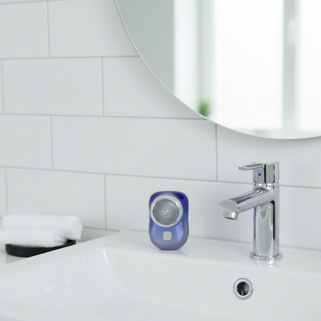 Mini afeitadora eléctrica portátil azul/plata