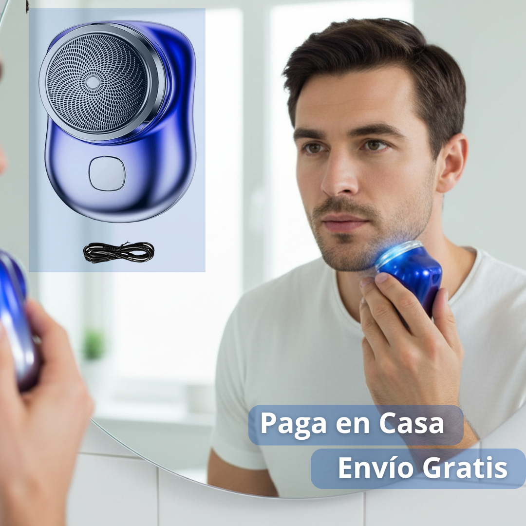 Mini afeitadora eléctrica portátil azul/plata